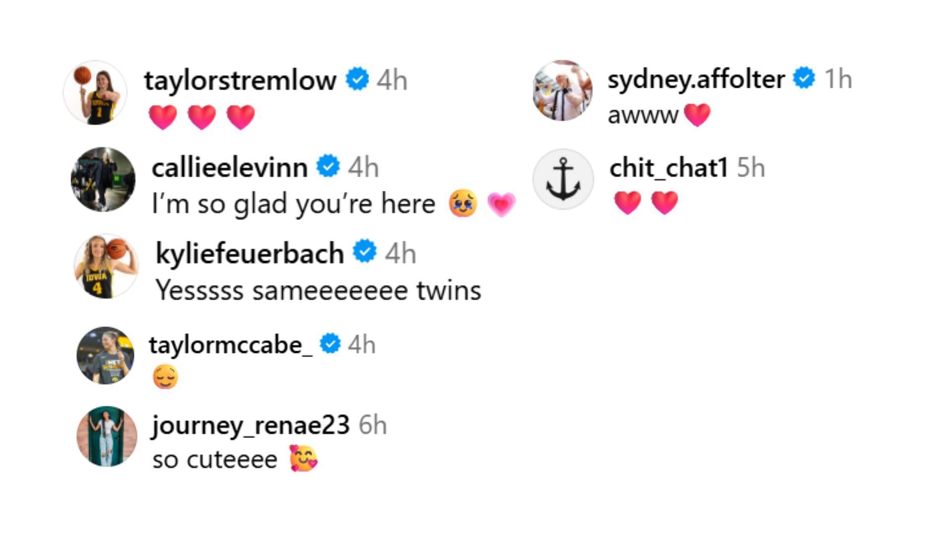 Iowa's reactions to Addie Deal's post (Image Source: @addie.deal/Instagram)